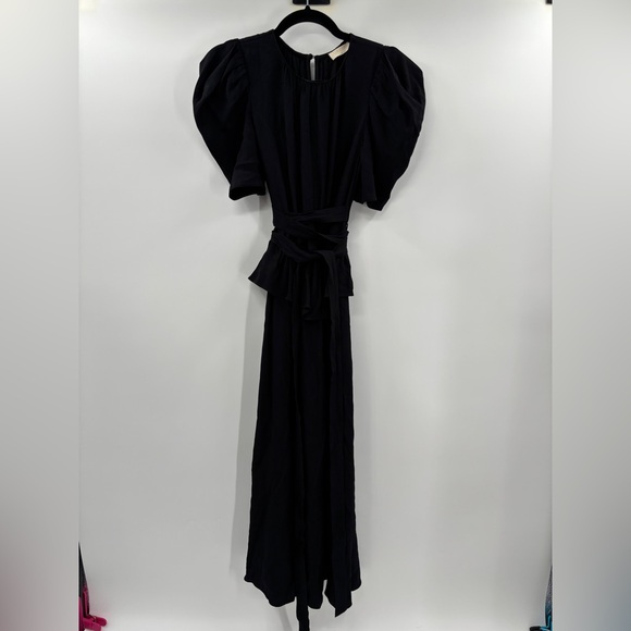 Ulla Johnson Marion Puff Sleeve Belted Peplum Midi Dress - Picture 11 of 12